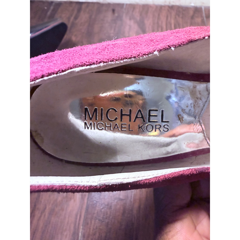 MICHAEL Michael Kors Red Suede Peep Toe High Heel Pumps - Picture 2 of 7